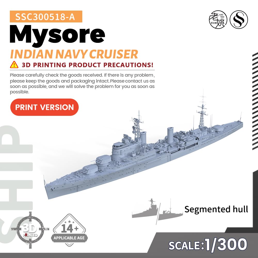 MRY-SFW SSC300518-A 1/300 wojskowy zestaw do budowy Mysore Cruiser indyjskiej marynarki wojennej