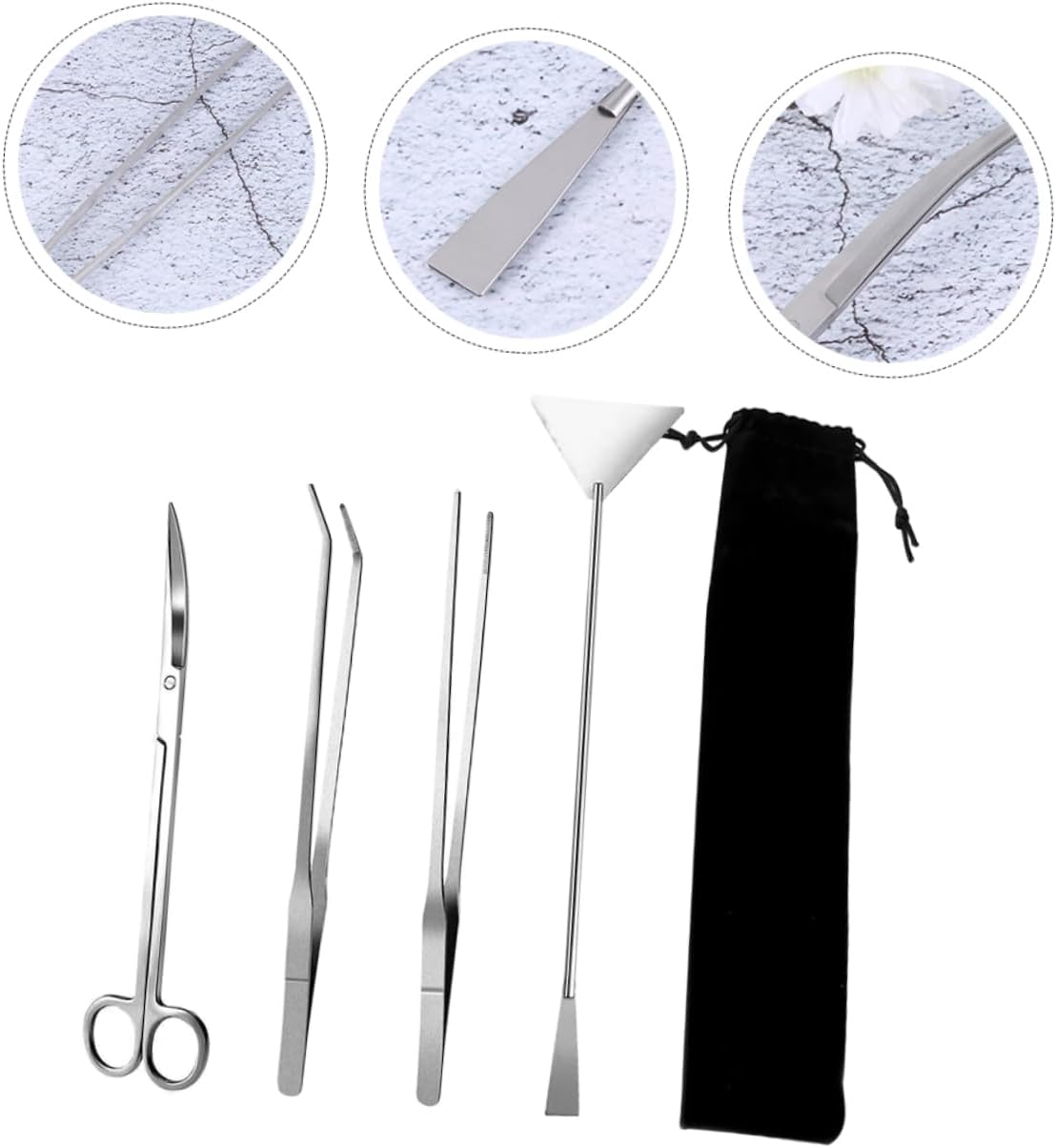VANZACK 1set Stainless Steel Aquarium Tool Kit for Aquatic Plants Cleaning Supplies Pouch for Easy Storage and Transport Fish Tank Maintenance Tools