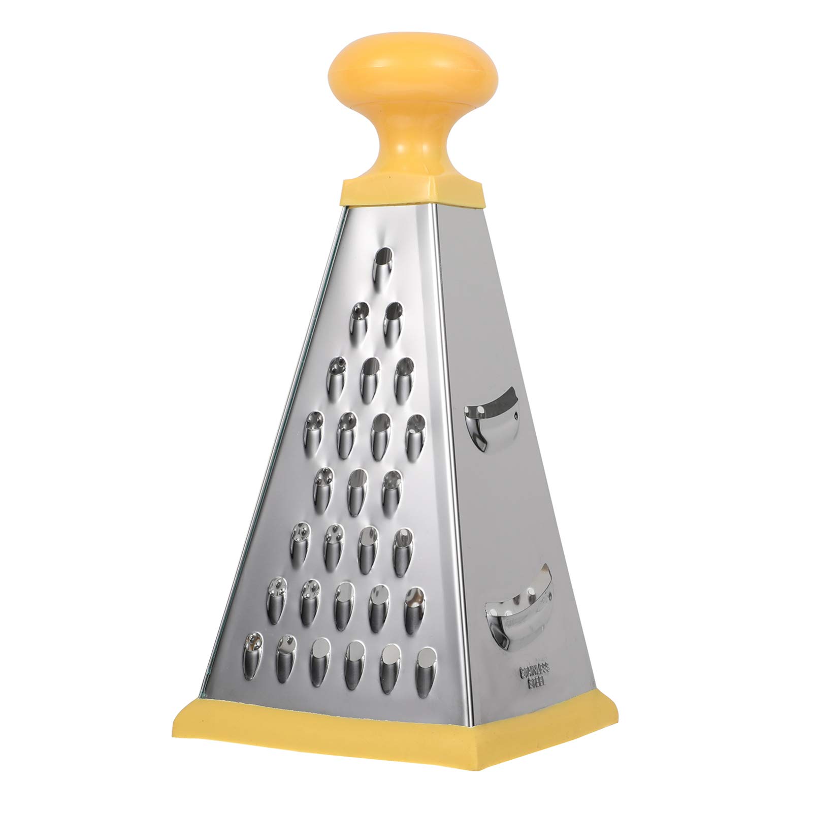 Hemoton 4 Sides Grater Multifunctional Stainless Steel Shredded Device Vegetable Slicer Professional Box Grater for Parmesan Cheese Vegetables Ginger Yellow