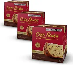 3 Panetones Casa Suíça Chocolate, Chocotone 400g