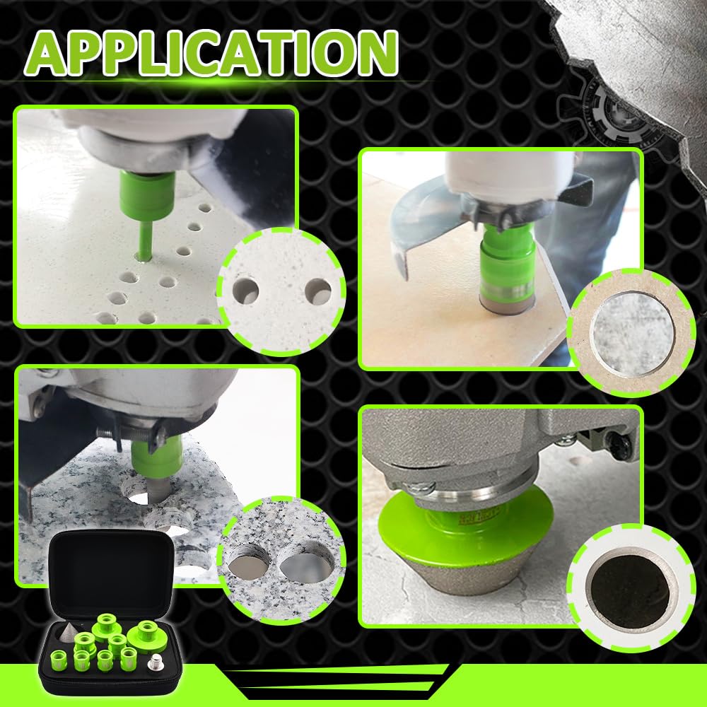 Diamond Drill Bit FACHLICH Diamond Core Drill Bits Set - 20/25/35/50mm 20F Tile Hole Saw Kit With 2" Diamond Beveling Chamfer Bits For Porcelain Ceramic Tile Granite Marble(6PCS Diamond Drill Bits For