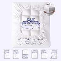 Vista 4 de ABENE Cubrecolchón para aliviar el dolor de espalda, extra grueso, funda protectora de colchón suave con bolsillo profundo de 8 a 21 pulgadas Blanco