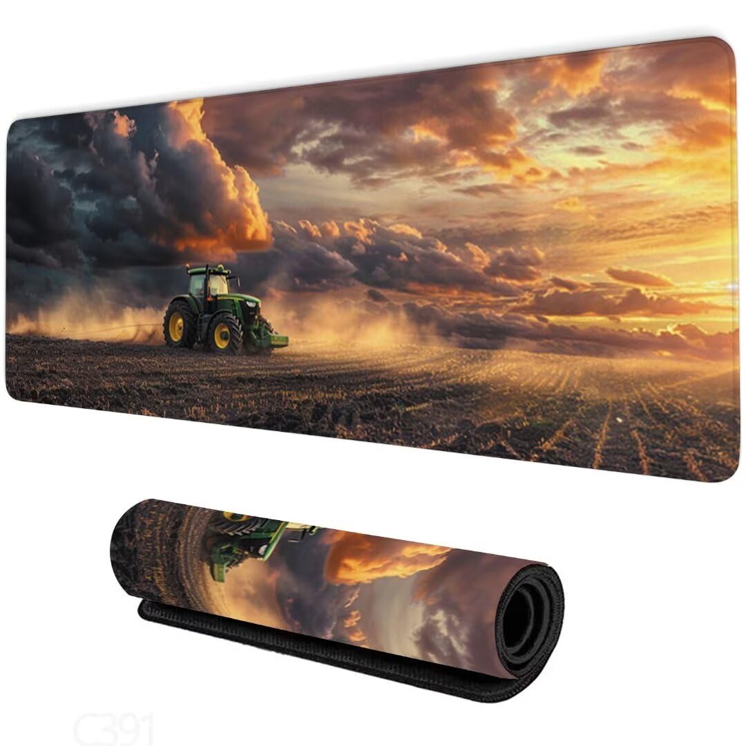 Gaming Tapis de Souris Tracteur, Grand Tapis de Souris XXL 900 x 400 x 3 mm, Ferme Tapis Souris pour Clavier et Bureau, avec Bords Surpiqués et Dos Antidérapant, for Clavier Souris Gaming Accessoire