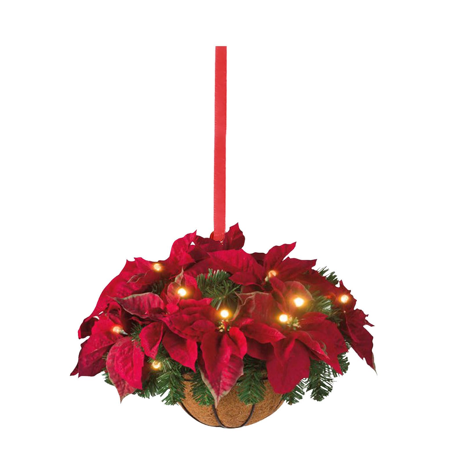 Jazuaiao Artificial Hangings Flower Basket Christmas Tree Ornaments Festive Tabletop Festival Decoration Christmas Decor Tree Accessories