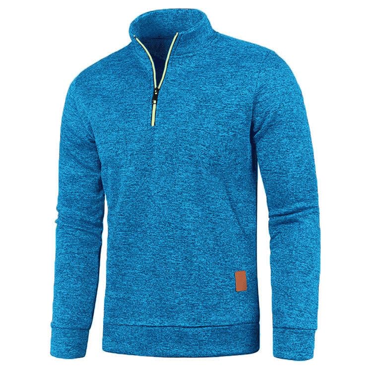 Men's Casual Slim Fit Pullover Sweater Knitted Thermal Sweatshirt Zip Up Long Sleeved Pullover Lapel Sweatshir