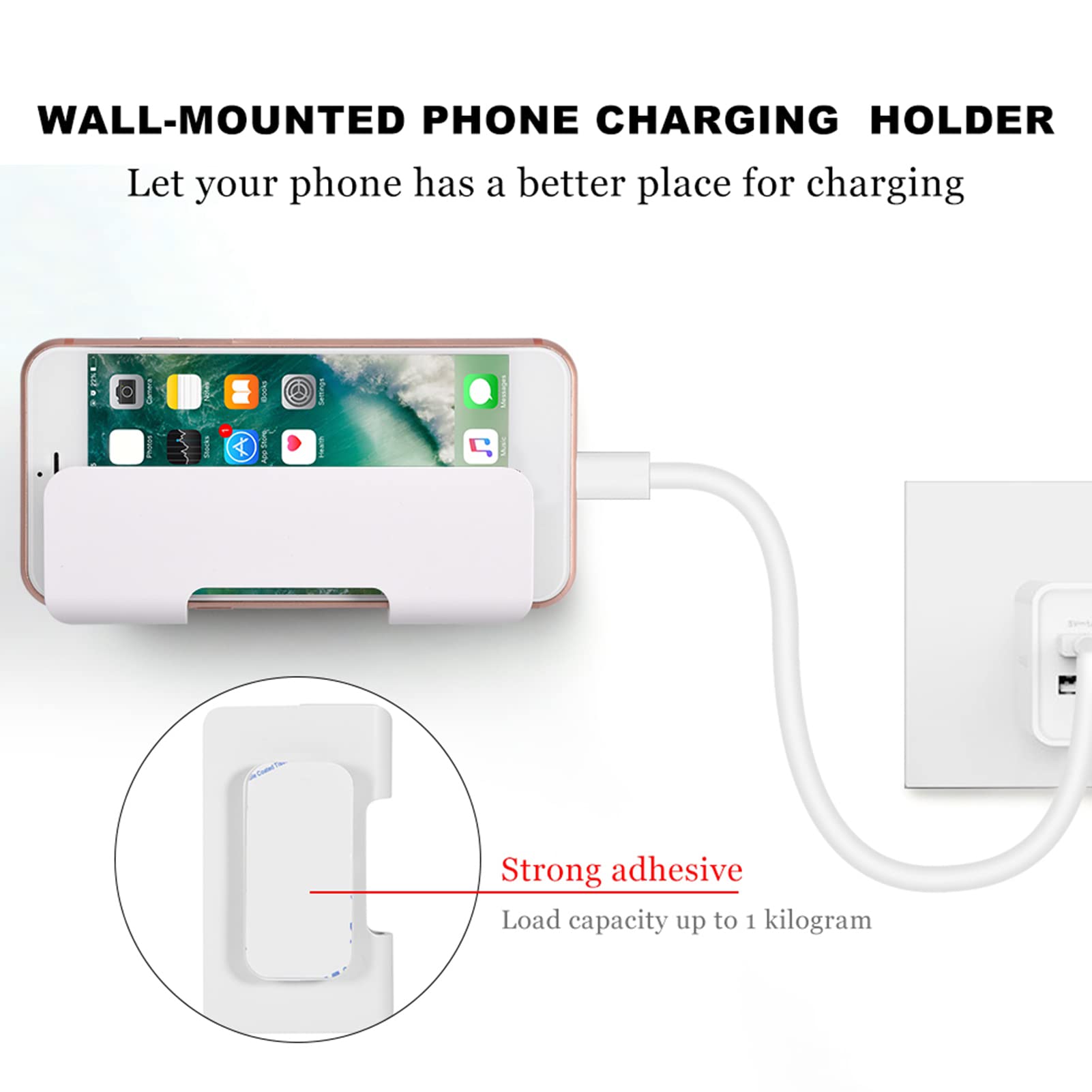 Soporte de Pared para Teléfono Móvil, Estación de Carga para Tableta, Cinta Adhesiva, Soporte para Teléfono Móvil, Soporte para Teléfono Móvil de Pared