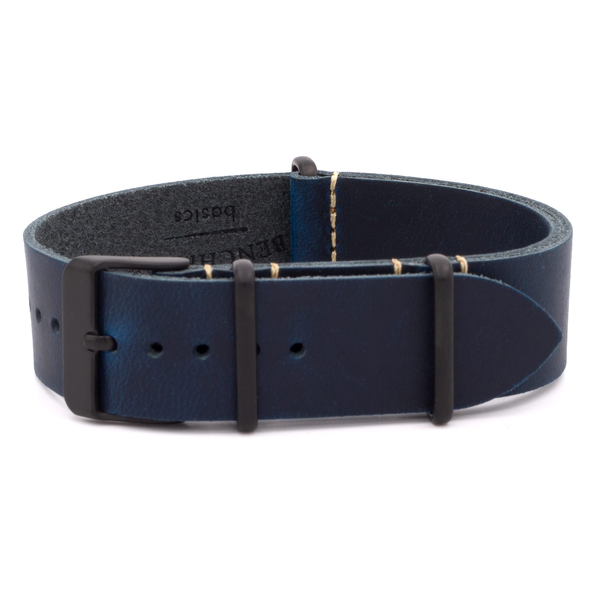 Benchmark Leather Watch Band - Crazy Horse Oiled Leather One-Piece Watch Straps for Men or Women - 18mm, 20mm, 22mm or 24mm Widths