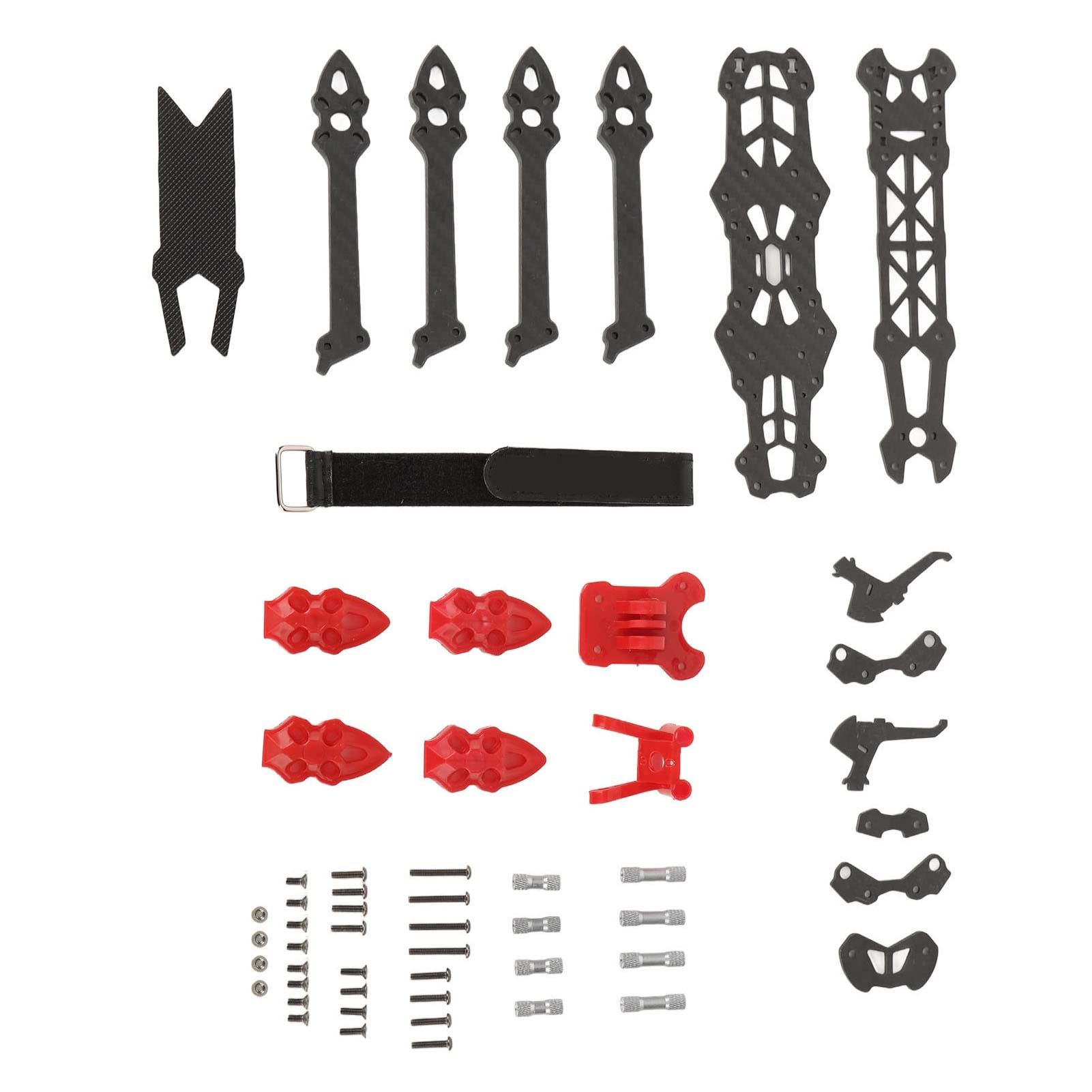 para el marco de drones de carreras FPV, distancia entre ejes de 225 mm, marco de quadcopter de fibra de carbono para accesorios de drones RC, liviano y duradero, fácil (Rojo)