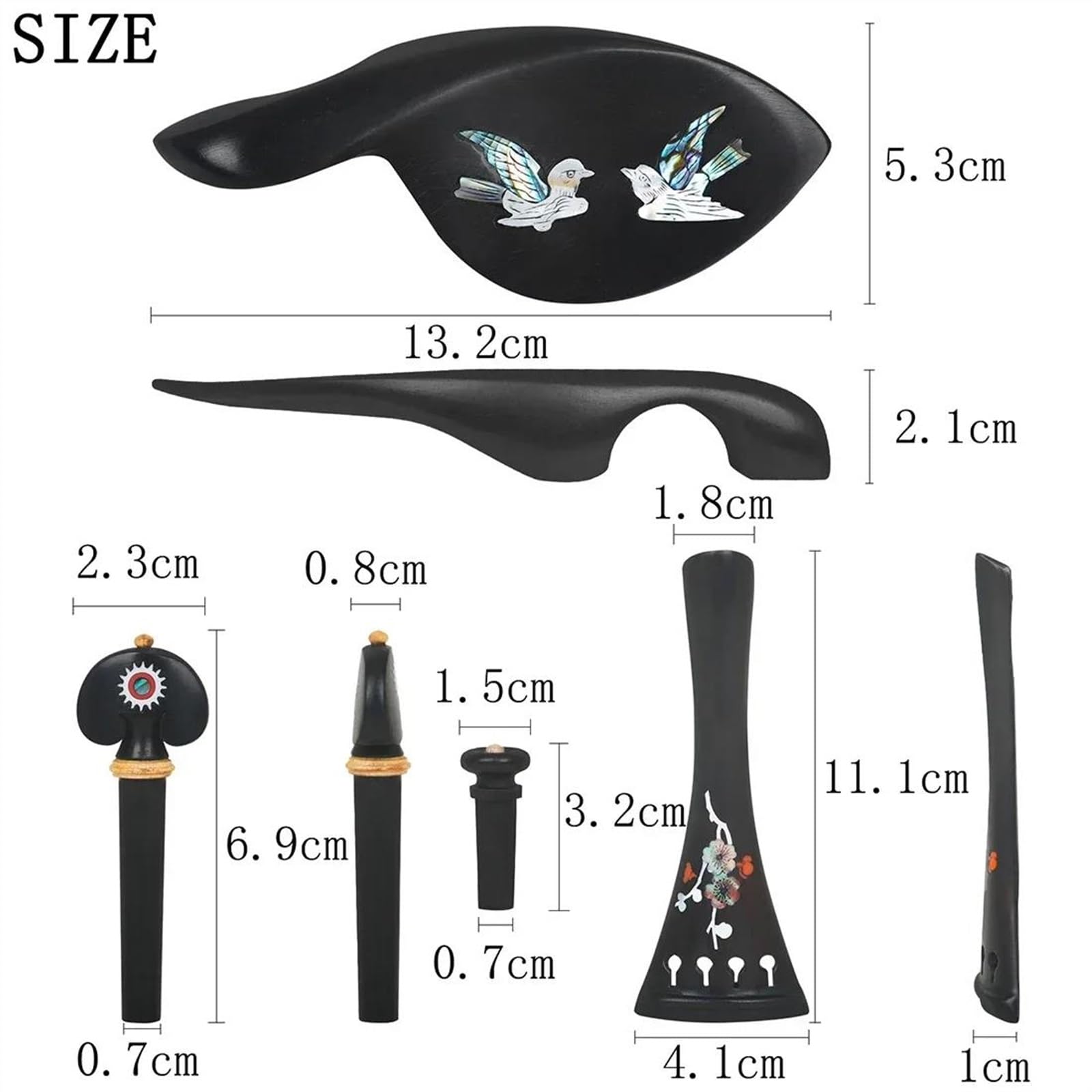 Accessori per violino 4 Pezzi 4/4-3/4 Strumento A Corde Di Violino Parte Di Violino Tirare Piatto Della Corda+albero Della Corda+chiodo Della Coda+accessori Del Resto Della Guancia