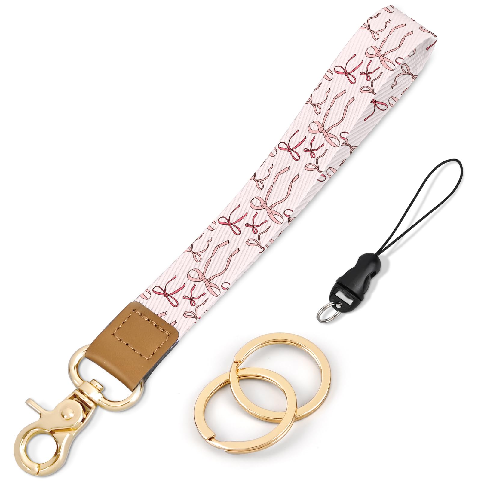 Knagsfa Lanyards for Keys, Neck Lanyards for ID Badges with Metal Hook, Cute Keychain Lanyard for Women, Pink Bow — image 1