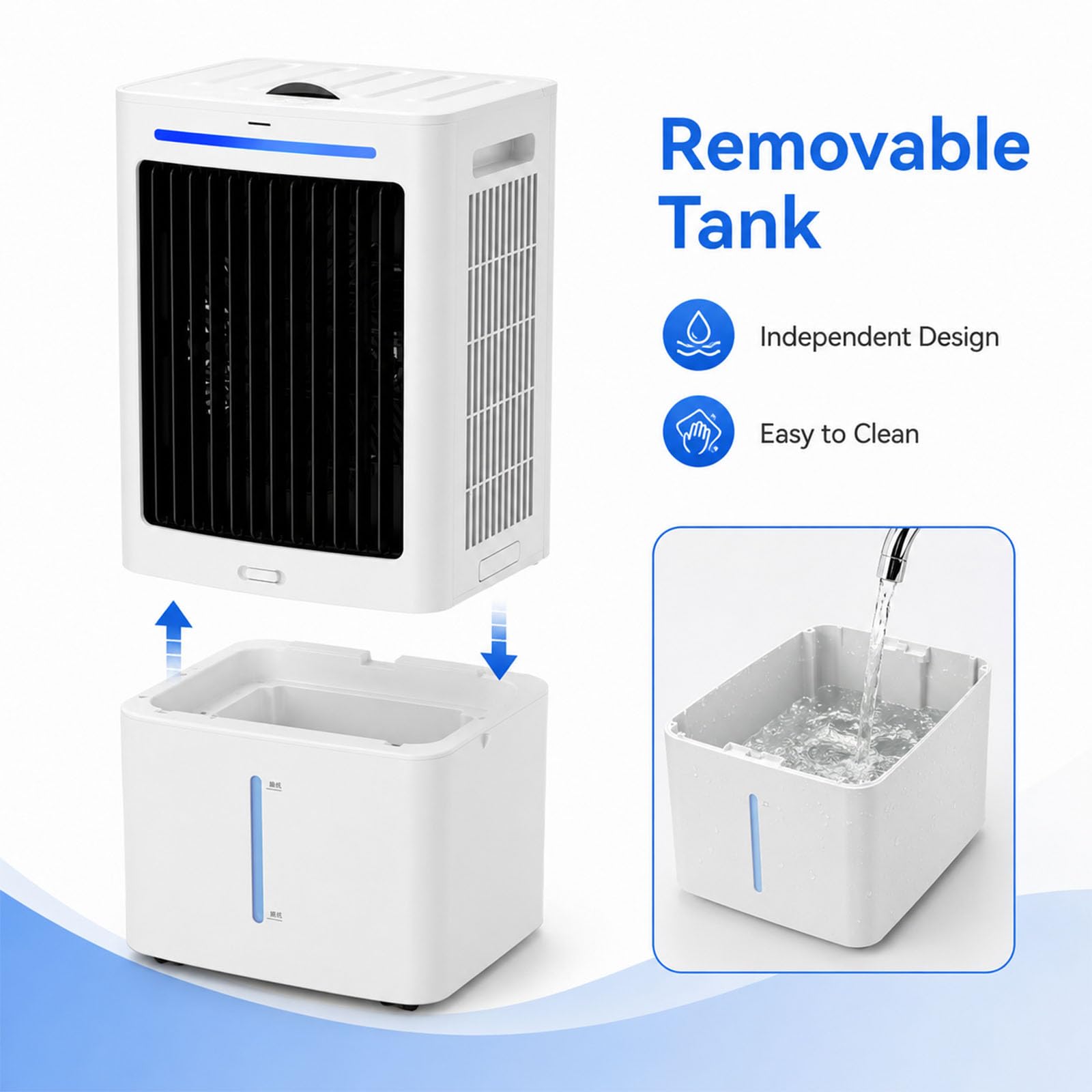 Enfriador de Aire Evaporativo con Tanque Desmontable 25L, Ventilador Portátil 3 Velocidades y 3 Modos, Temporizador 12H, Oscilación Amplia, Mando a Distancia, Climatizador para Hogar y Oficina