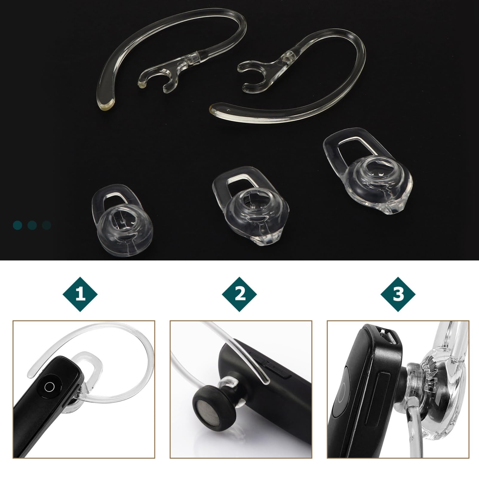 EXCEART 3 Set Ganci Per Auricolari Wireless Con Kit Ricambio Orecchie Comfort E Adattabilità Compatibili Con Headset Facili E Riutilizzabili 20 Pezzi * 3