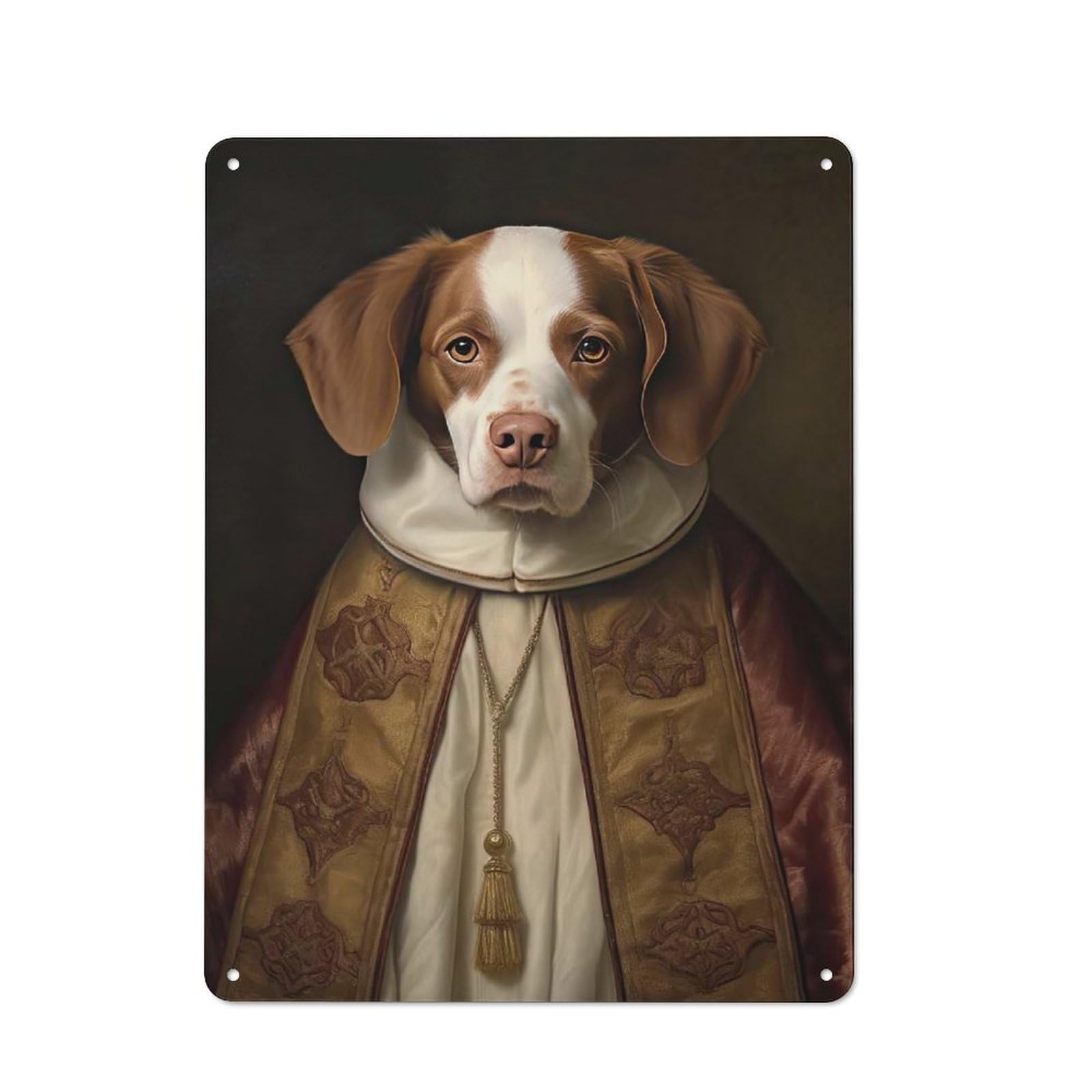 Junmoney Style-18 Brittany Spaniel The Pope Farmhouse Metal Sign 40X30cm, Barn Style Rustic Kitchen Decor For Cottage, Kitchen, Hallway Or Breakfast Nook