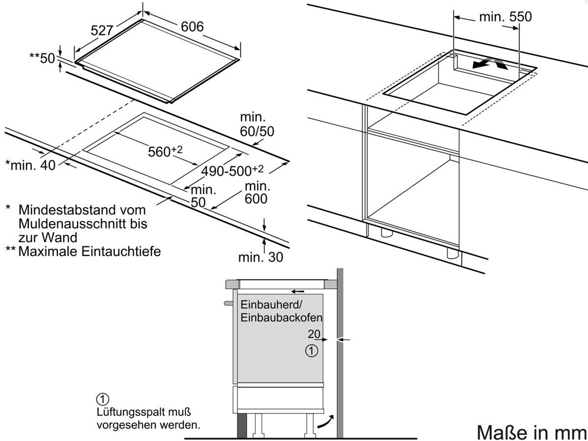 Bosch HND72PF50 Backofen-Kochfeld-Kombination/A / 63 L / 3D Heißluft Plus/Flex Induction/edelstahl