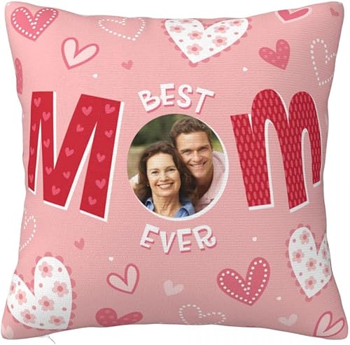 Fundas de almohada personalizadas con la mejor mamá de todos los tiempos, carga la imagen de mamá, funda de almohada personalizada para el día de la