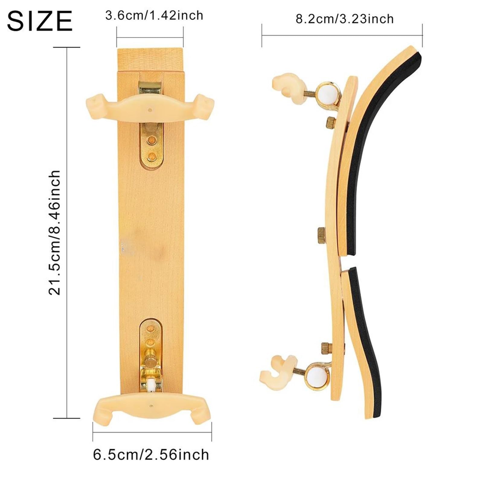 Reposapiés para violín almohadilla para violín mentonera ajustable piezas acolchadas 4/4 accesorios partes violín | Reposa hombros para violín(Wood)