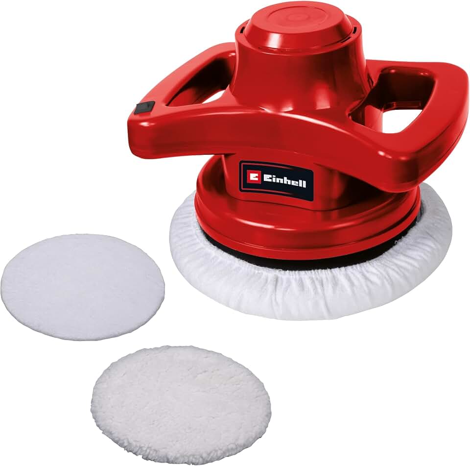 Einhell Pulidora de coches CC-PO 90 (interruptor de encendido/apagado, manejable y robusta, 1 capó de pulido textil y un capó de pulido sintético incluidos)
