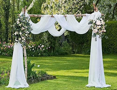 Warm Home Designs 24 Feet Long Ivory Sheer Window Scarf. These XXL Length Valance Scarves 54 X 288 Inches in Size. Great as Bed Canopy or Wedding Arch Draping Fabric. AM Ivory 288"