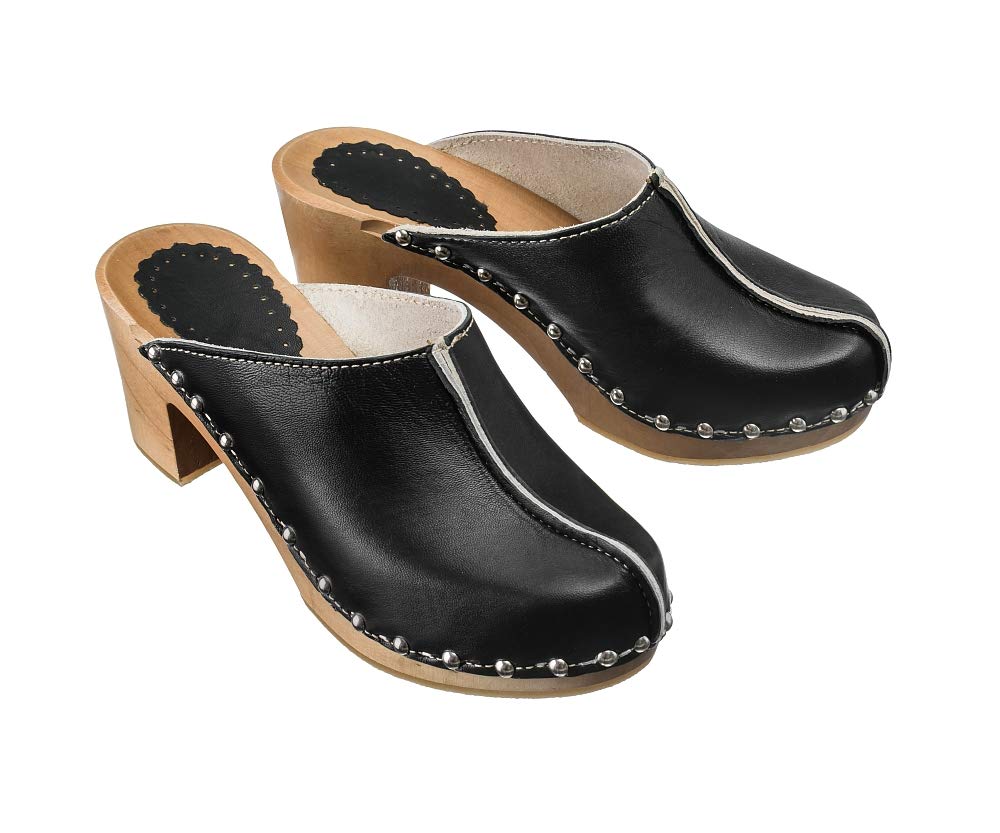 ESTRO Zoccoli in Legno Donna in Pelle Ciabatte Sanitarie Donna CDL03