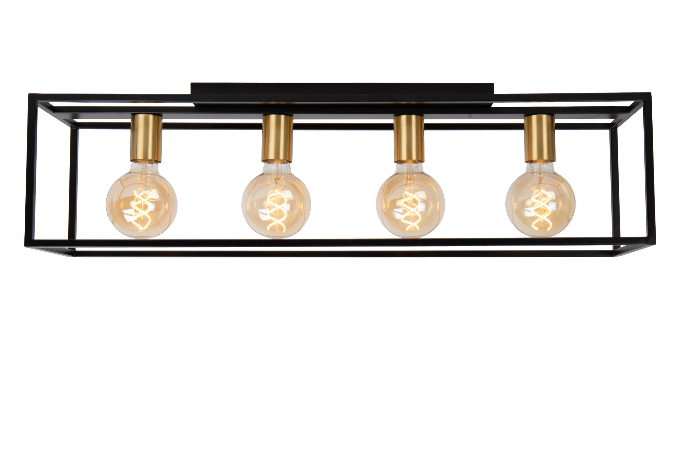 LUCIDE Ruben - Flush Ceiling Light - 4xE27 - Black