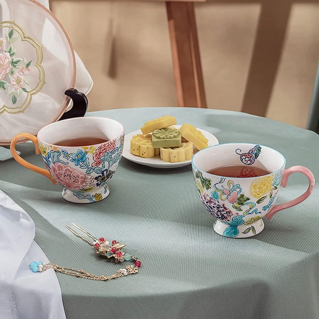 Ceramiczny kubek do kawy, prezent na kubek do kawy, chiński styl, ceramiczne, malowane ręcznie wzory kwiatowe, kubek do kawy, zestaw kubków do kawy,