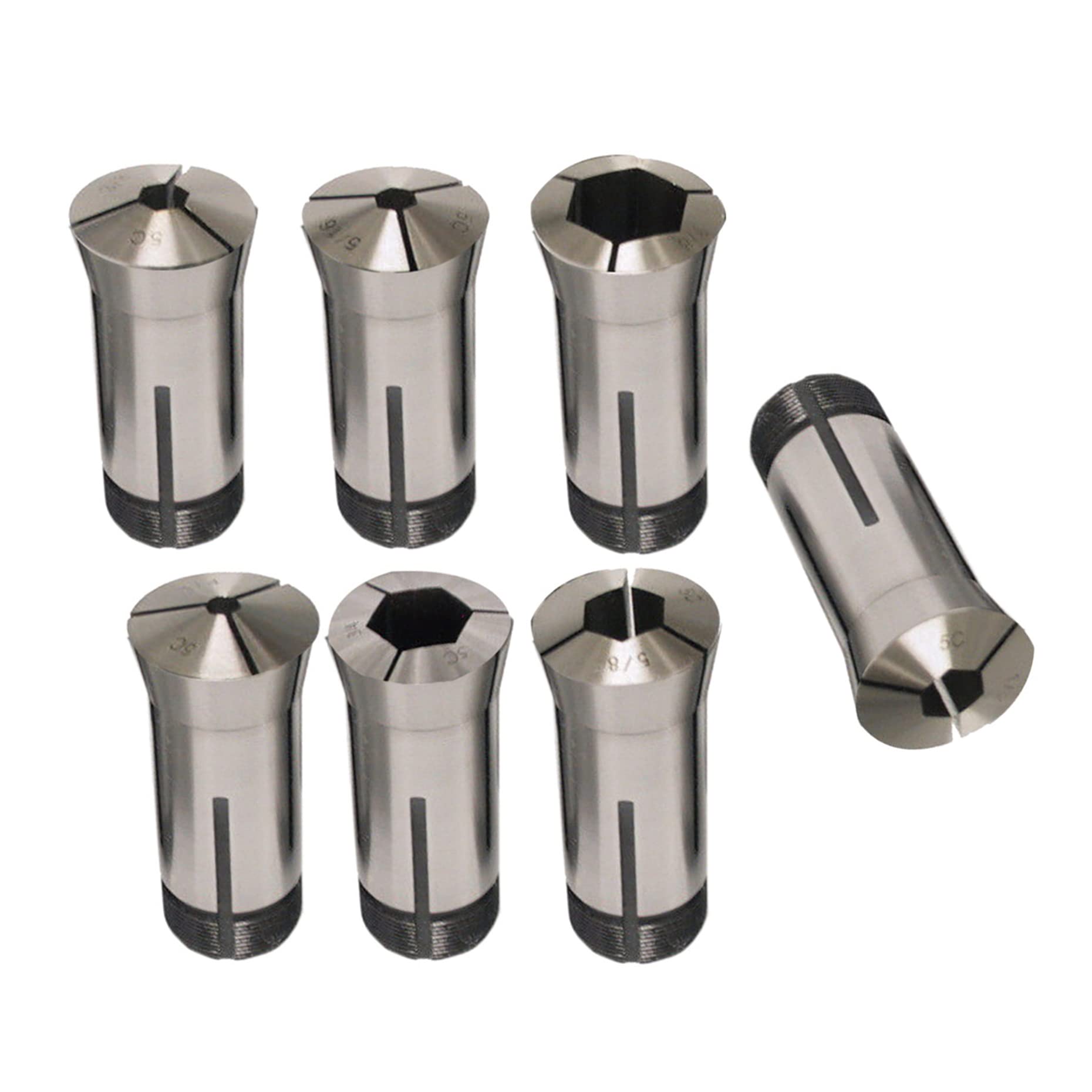 kimllier 7Pcs Carbon Steel 5C Hex Collet Set 1/4-7/8 Inch Fit for Machining Turning