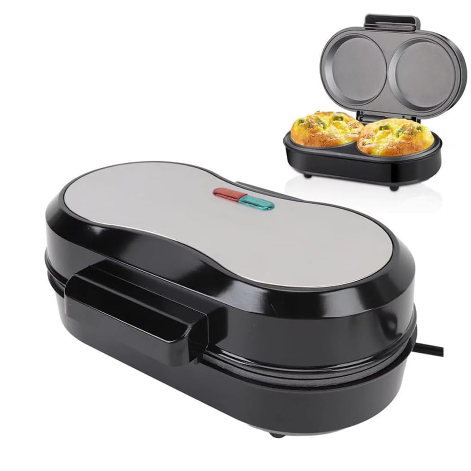 Cuiseur à œuf 850w pour 2 omelettes : double machine antiadhésive compacte