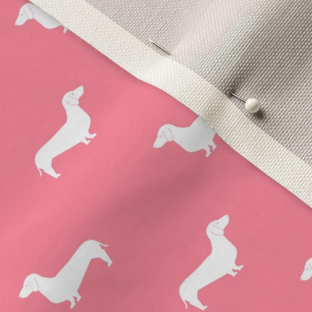 Spoonflower Fabric - Flamingo Pink Dachshund Silhouette Dachshunds Dogs Dog Printed on Upholstery Velvet Fabric Fat Quarter - Upholstery Home Decor Bottomweight Apparel
