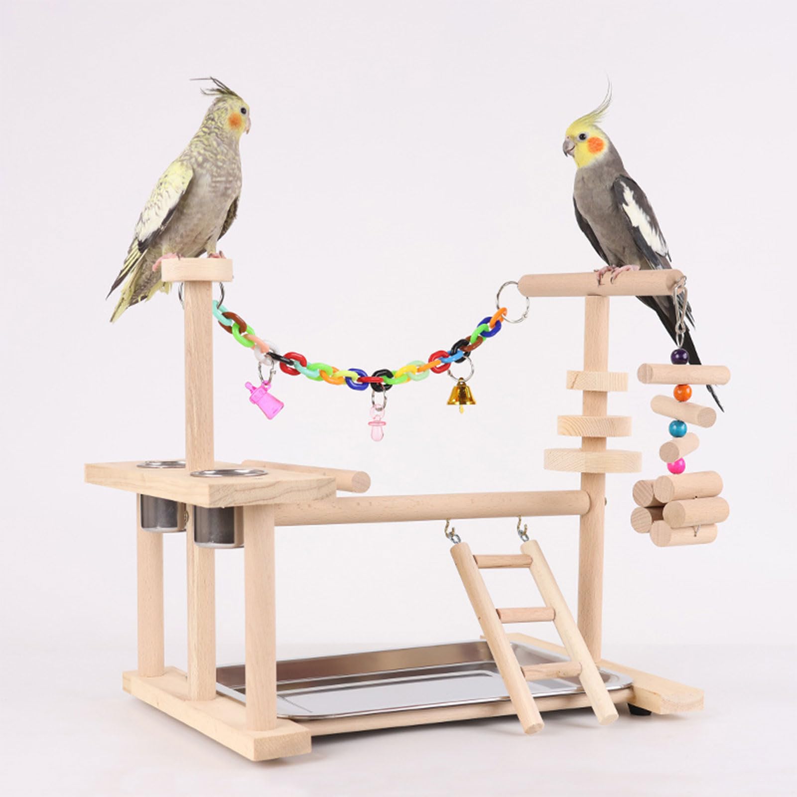 PANGBOER Lovebirds Papageienkäfig Sitzstange Ständer Brücke Schaukel Set Klettern Holzbrücke Trainingsspielzeug für Haustier Vogel Vogelspielzeug Set