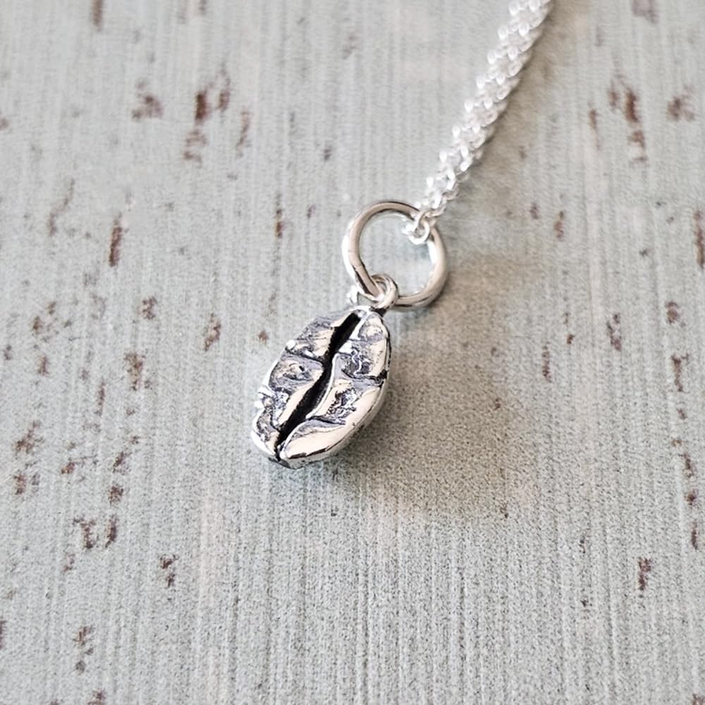 Sterling Silver Tiny Coffee Bean Charm Necklace. 18" - Image 2