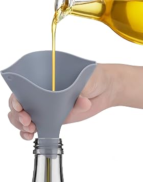 Fan-Shaped Silicone Funnel for Filling Bottles Collapsible Funnel for Kitchen Use Foldable Funnels for Water Bottle Liquid Transter Food Grade for PowderFDA Gray