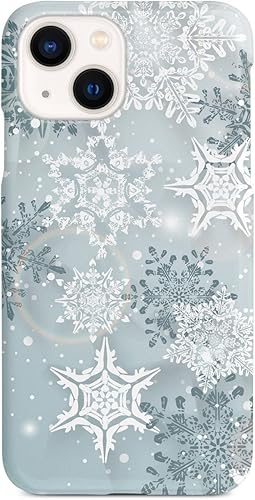 Inspired Cases - Compatible con iPhone 13 Mini - Funda protectora con textura 3D para Apple iPhone 13 Mini - Copos de nieve de invierno plateados -