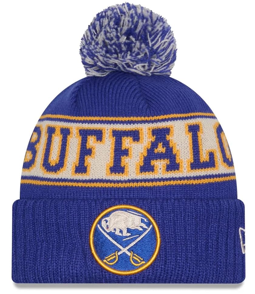 New Era NHL Mens Team Logo Retro Cuffed Knit Pom Hat (Buffalo Sabres)