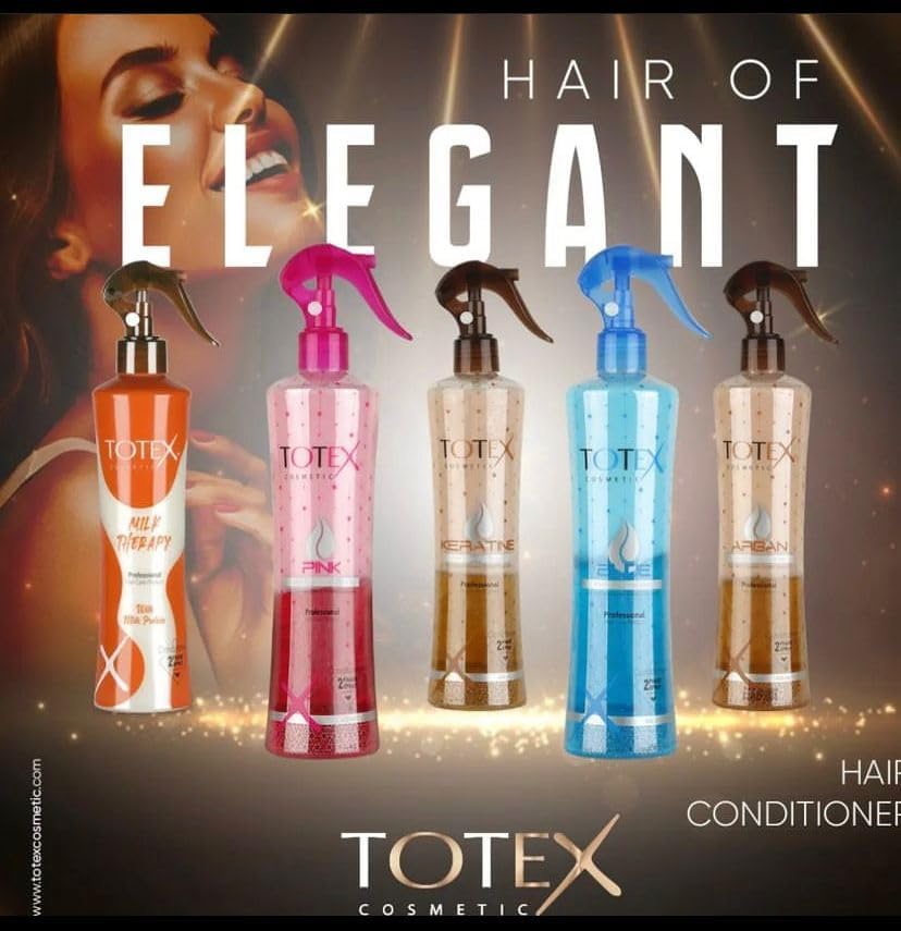 Après-shampooing sans rinçage Totex lot de 2 sprays biphasés 400ml à l'argan avec styler
