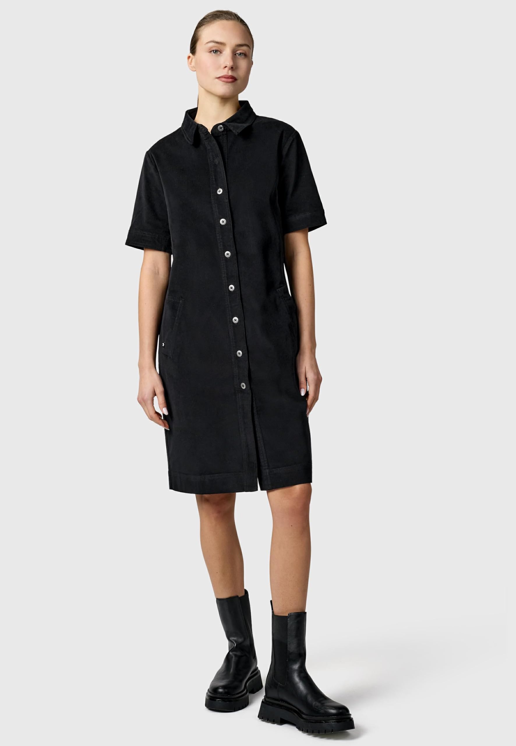 Ragwear Damen Blusenkleid kurzärmliges Kordkleid mit Hemdkragen Rozyna Cordy YOUMODO XS-XXL