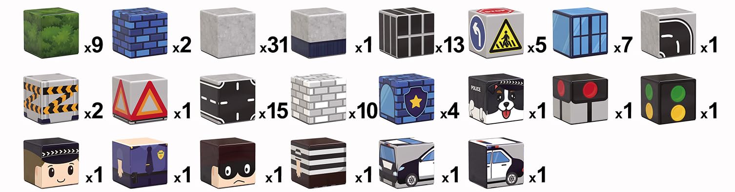 Doris Magnetyczne Klocki Konstrukcyjne, 110 Elementów, Kolorowe Kostki Piksele Sześciany, Duże Elementy 2,5 cm, Wzór Policja, Zestaw Edukacyjny dla Dzieci 3+