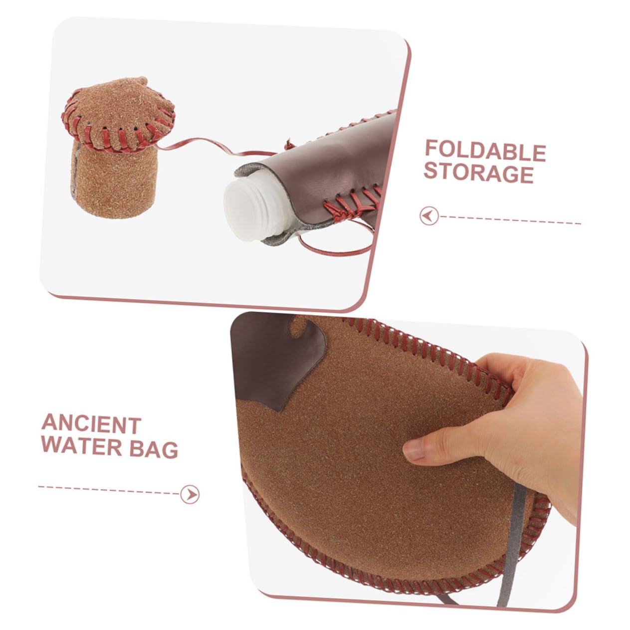 Gatuida Poche à Eau Ancienne en Cuir, Bota Traditionnelle Étanche