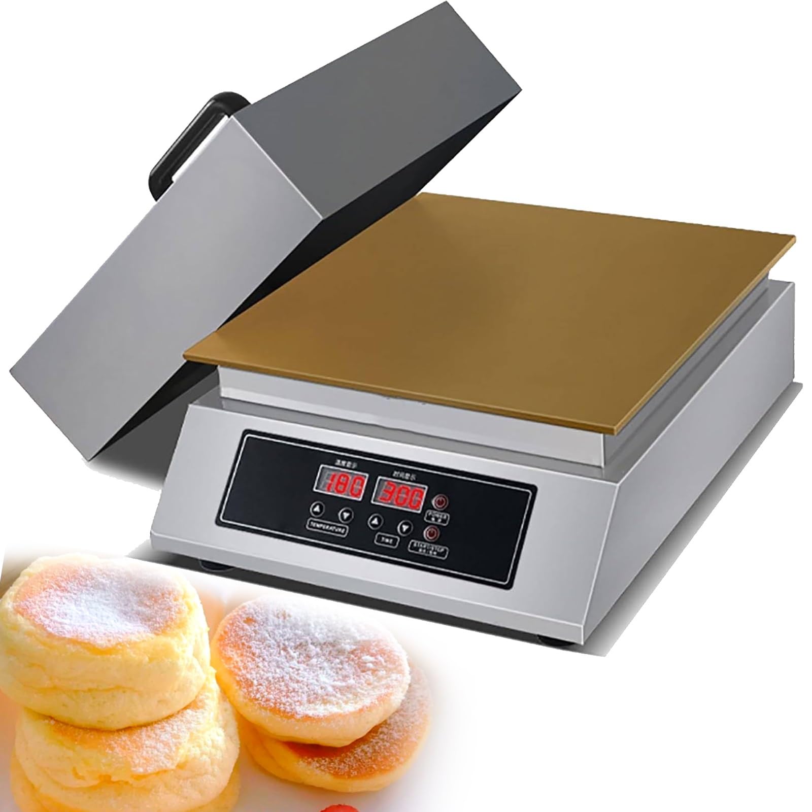 KJZQXYX Electric Souffle Machine,Commercial Pancake Souffle Maker,Dorayaki Baker Muffin Making Machine,with Copper Heating Plate/Temperature (Single Board)