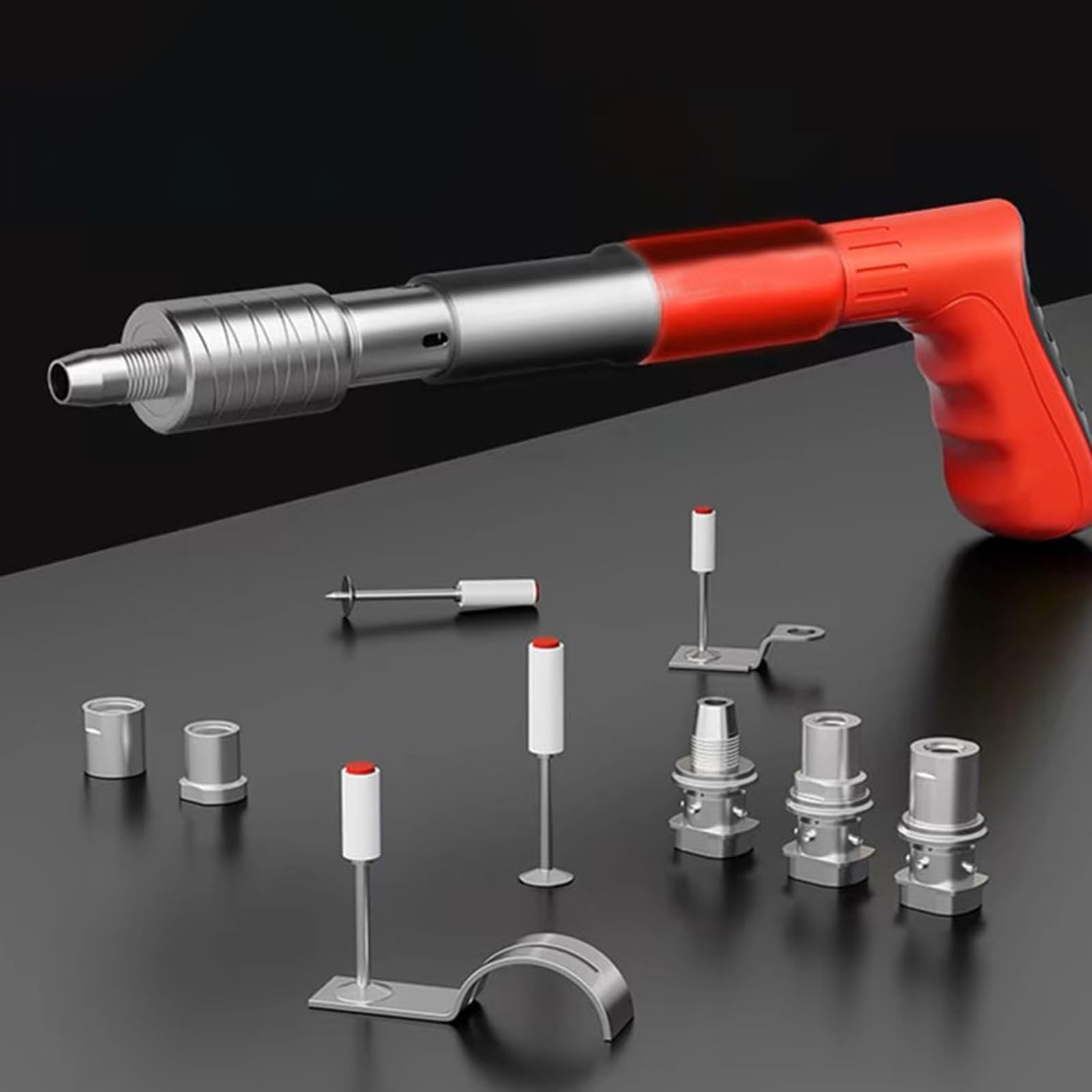 Cloueuse pneumatique portable, cloueuse pneumatique compacte – Machine à ongles manuelle, 5 vitesses, outil de fixation pour murs de briques rouges, murs en béton et planches en bois
