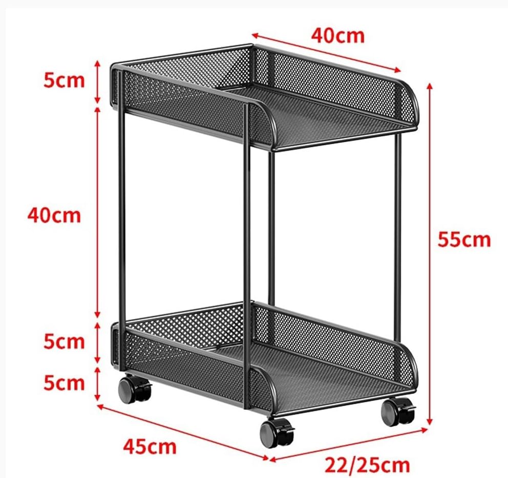 Office CPU Tower Stand Black PC Tower Stand 2 Tier CPU Holder Stand Metal Mobile Computer Tower Cart Home Mobile Host Case with Wheels Accessories(Medium)
