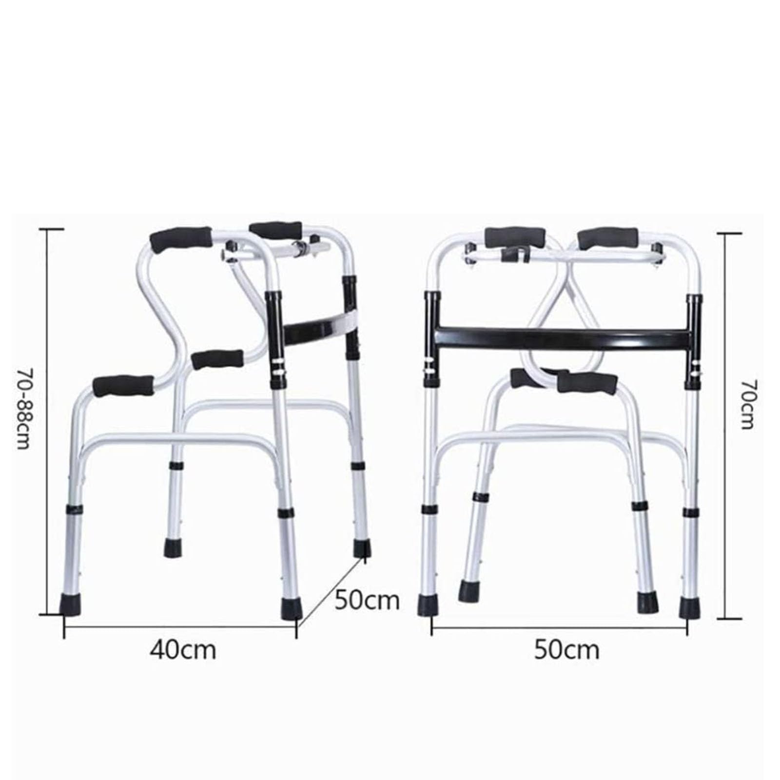 Andador Anciano, Andador Dos Ruedas, Andador Adulto, Ligero/De Aluminio/Plegado/con Asiento De Plástico, Altura Ajustable, Apoyabrazos para Inodoro