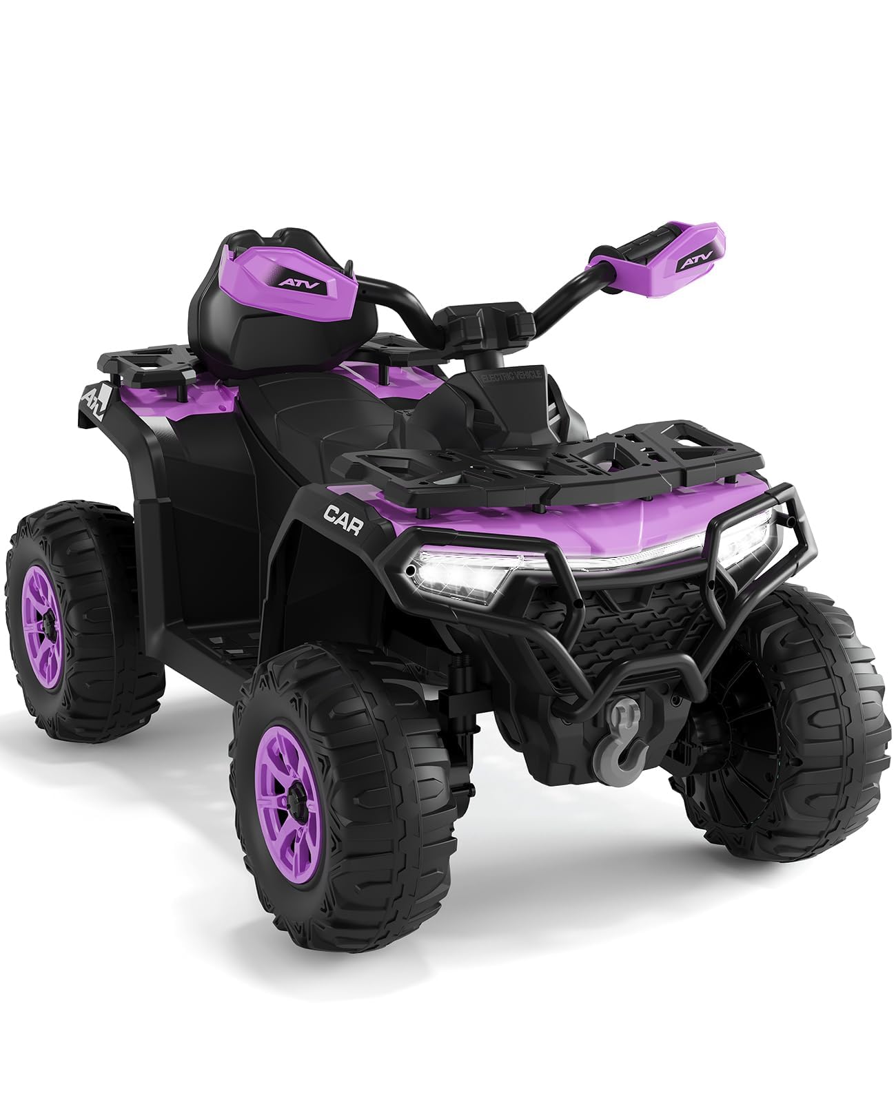 GarveeMore Quad Eléctrico Infantil 12V 4x4 con 2 Motores - Coche Niño Azul Marino con Control Remoto Parental, Suspensión, Faros LED, Música USB para Niños de 3 a 6 Años