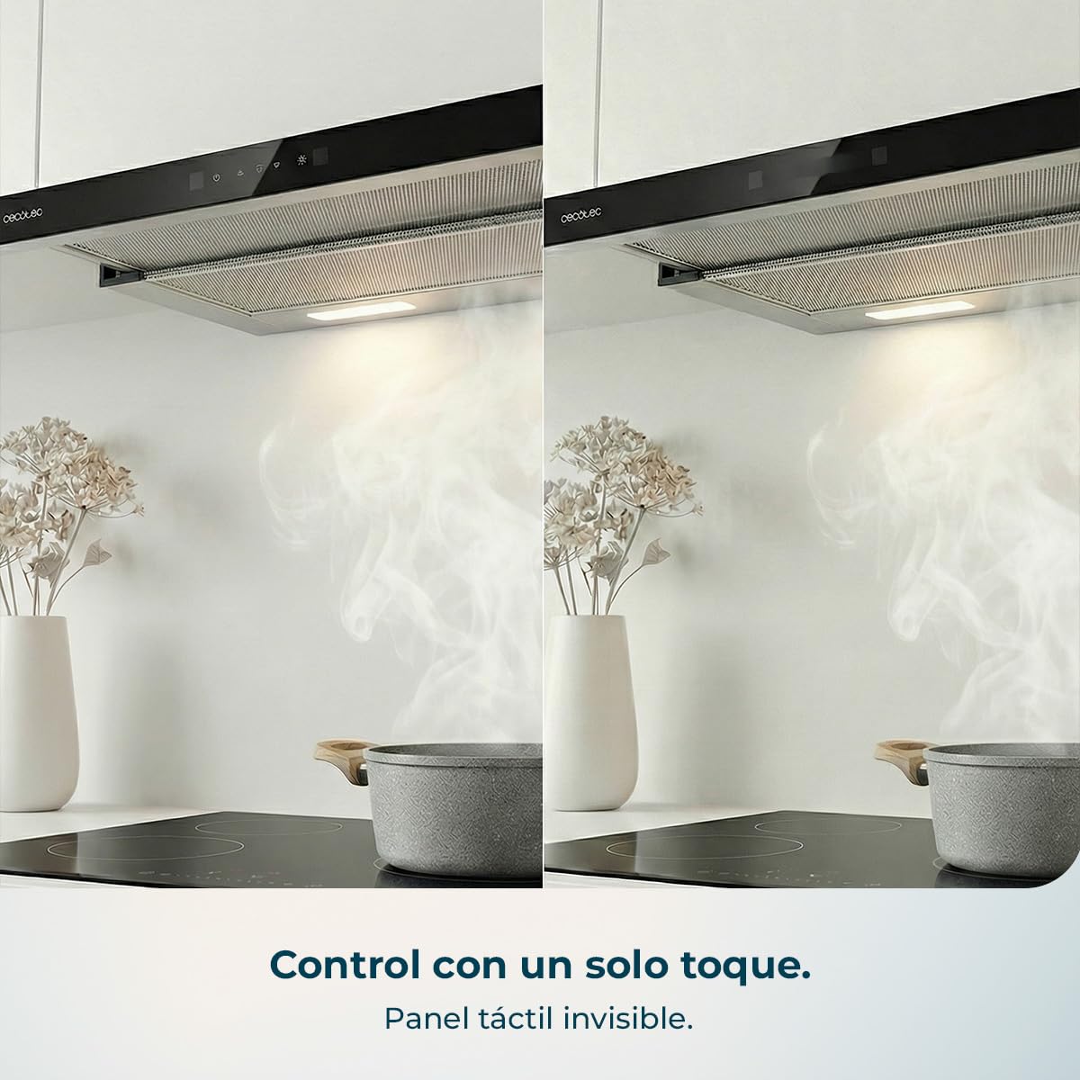 Cecotec Campana Extractora Telescópica Bolero Flux TLT 605501 Glass Black A++. 60cm, 606,4m³/h de succión, Control Táctil Invisible, Control Táctil y Movimiento, Función Booster — view 6