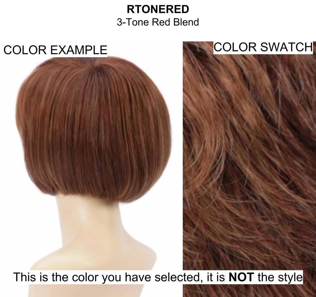 Bundle - 5 Items: Compliment Wig by Estetica, Christy's Wigs Q & A Booklet, 2oz Travel Size Wig Shampoo, Wig Cap & Wide Tooth Comb - Color: RTRED