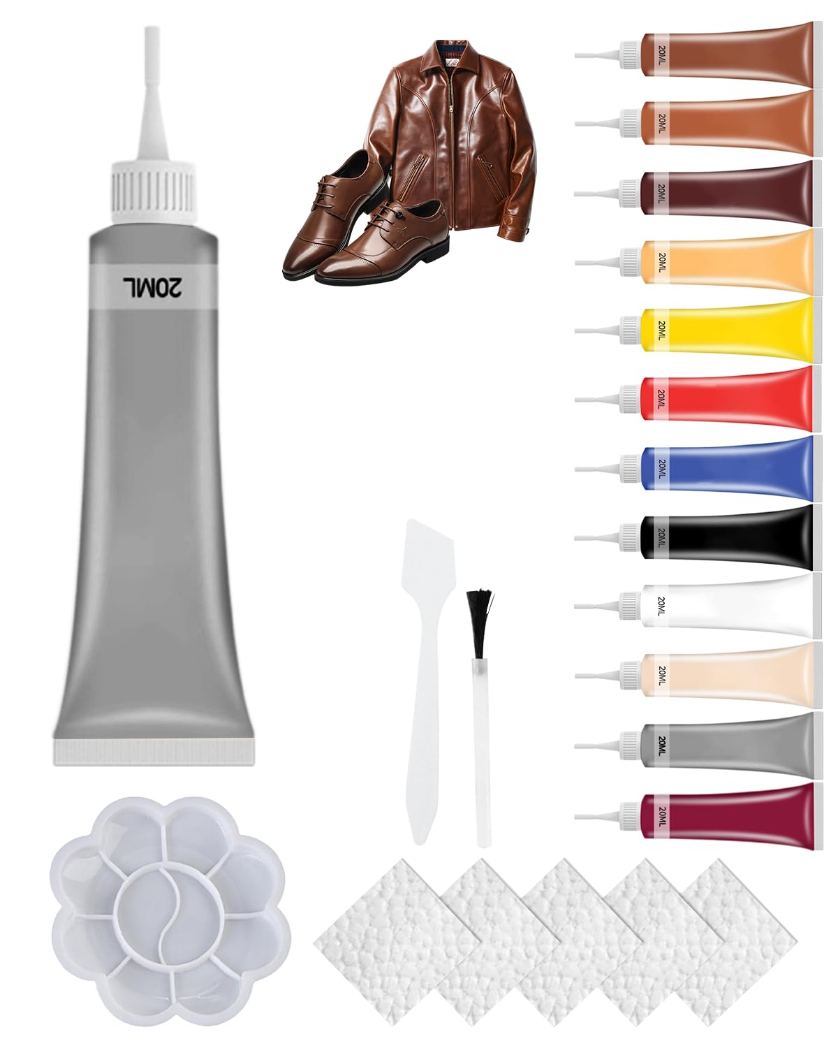 Advanced Leather Repair Gel, 2025 Upgrade Leather Repair Kit for Car Seat Vinyl Repair Kit, Professional Leather Repair Kit for Car Seat Furniture Sofa Couch Jacket Repair Kit (Grey, 1PCS)