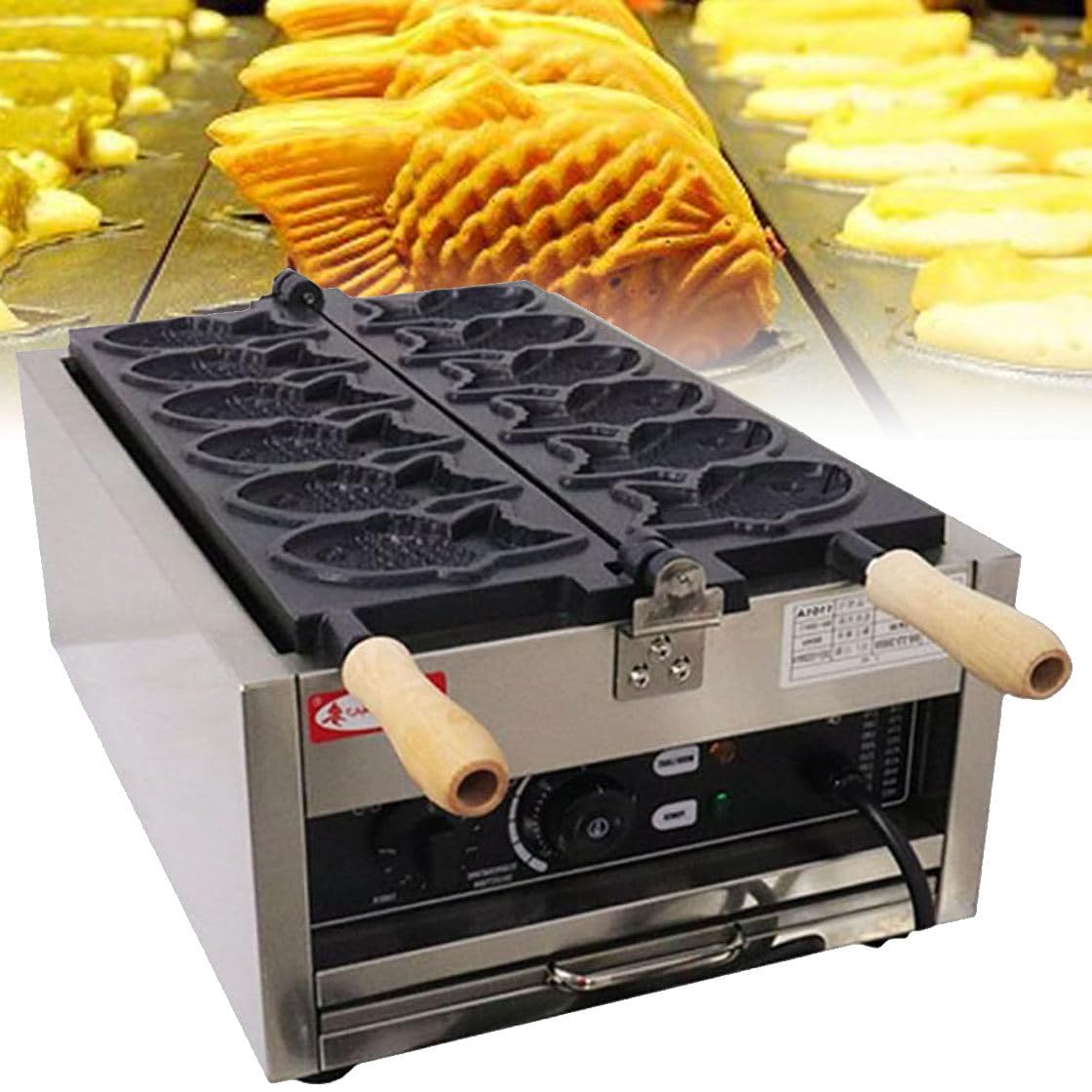 Gofrownica rybna Taiyaki Żelazko, elektryczna maszyna Taiyaki, Gofrownica do dżemów lub lodów do użytku komercyjnego, Powłoka zapobiegająca przywieraniu, Gofrownica ze stali nierdzewnej