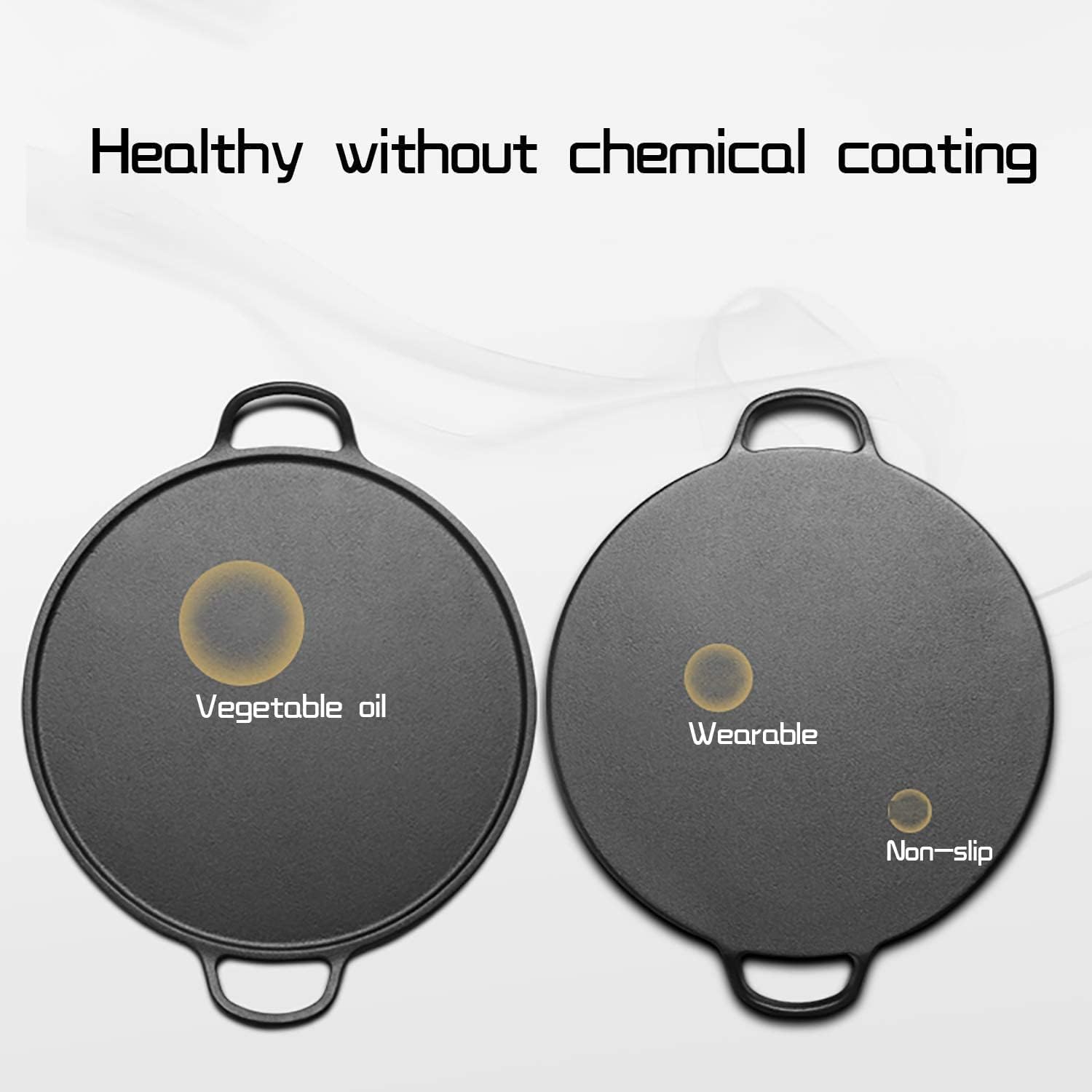 Cast Iron Flat-Bottom Pancake Pan, Non-Stick Crepe Pan, Pancake Pan with A Handle, Suitable for Fried Egg Tortillas