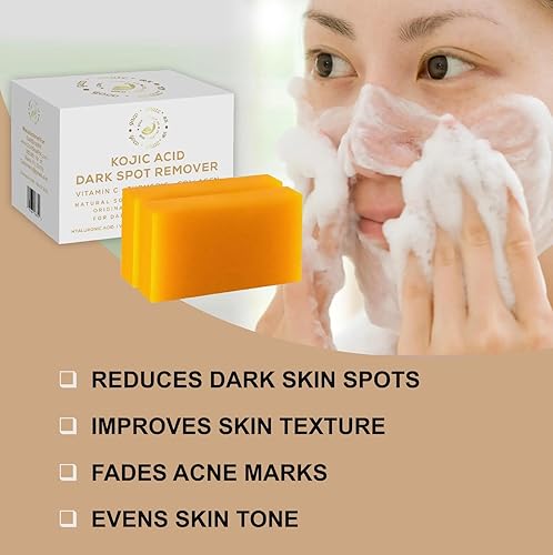 Miniatura 5 de Barras de jabón eliminadoras de manchas oscuras de ácido kójico con vitamina C, retinol, colágeno, tómero, original #1 infundido con ácido