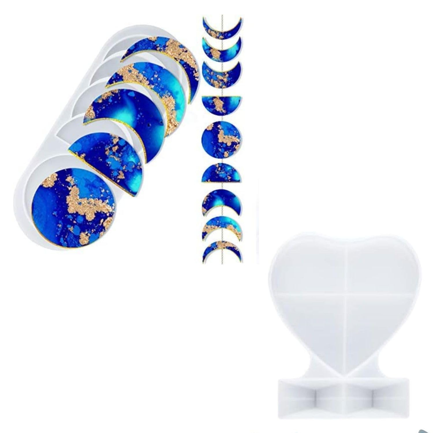 SNOOGG® Pack of 1 Lunar Moon Phase & Heart Stand Photo Frame Molds, Ideal for Events, Anniversary Gifting, and DIY Projects