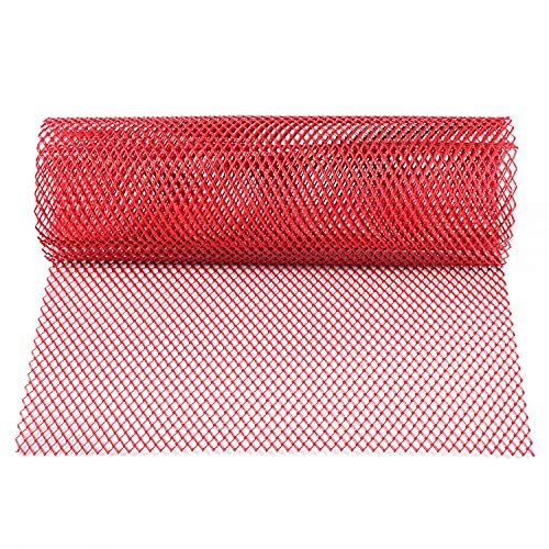 Image of AggAuto Universal 40 inchx13 inch Car Grill Mesh - Aluminum Alloy Automotive Grille Insert Bumper Rhombic Hole 6x12mm, One of the Most Multifunctional Shape Grids Red